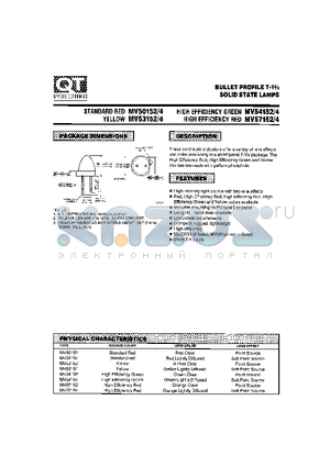 MV50154 datasheet - BULLET PROFILE T-1 3/4 SOLID STATE LAMPS