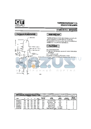 MV5021A datasheet - TAPERED PACKAGE T-13/4 SOLID STATE LAMPS