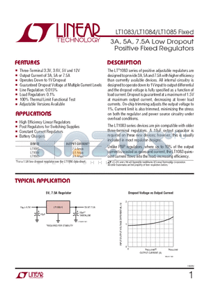 LT1084CT-3.3 datasheet - 3A, 5A, 7.5A Low Dropout Positive Fixed Regulators