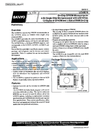 LC5876 datasheet - On-Chip EPROM Microcomputer 4-Bit Single-Chip Microprocessor with LCD Driver, 12 Kbytes of EPROM and 1Kbits of RAM On-Chip