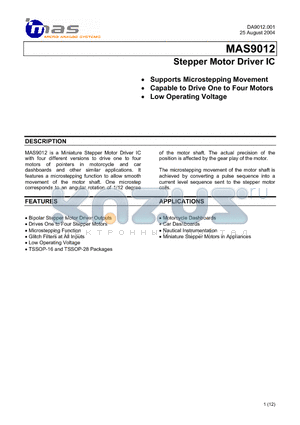 MAS9012A2 datasheet - Stepper Motor Driver IC