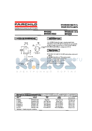 MV5053 datasheet - STANDARD RED T-1n SOLID STATE LAMPS
