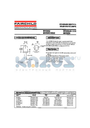 MV5054A-2 datasheet - STANDARD RED T-1n SOLID STATE LAMPS