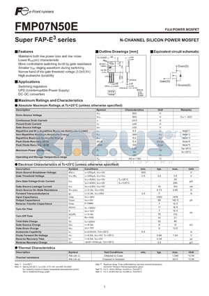 FMP07N50E datasheet - N-CHANNEL SILICON POWER MOSFET