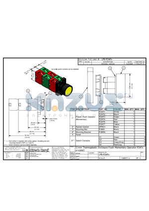 P2AF7 datasheet - 22 mm Thermoplastic Enclosure Flush Momentary Operator P2AFx