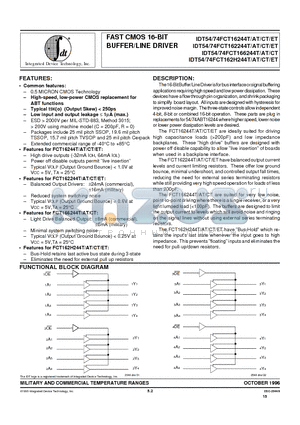 IDT74FCT16H244ATPAB datasheet - FAST CMOS 16-BIT BUFFER/LINE DRIVER