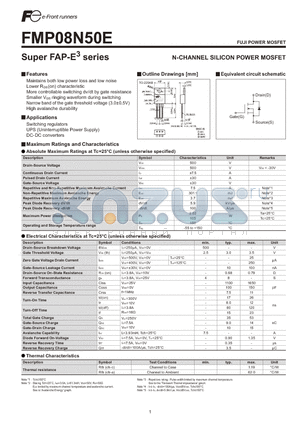 FMP08N50E datasheet - N-CHANNEL SILICON POWER MOSFET