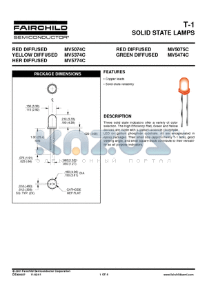 MV5074C datasheet - T-1 SOLID STATE LAMPS