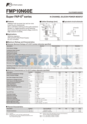 FMP10N60E datasheet - N-CHANNEL SILICON POWER MOSFET