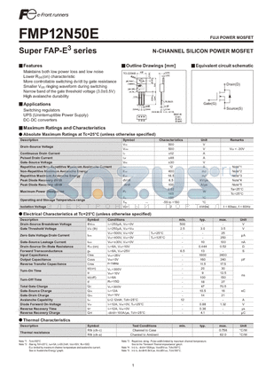 FMP12N50E datasheet - N-CHANNEL SILICON POWER MOSFET