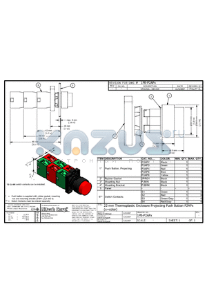 P2AP8 datasheet - 22 mm Thermoplastic Enclosure Projecting Push Button P2APx