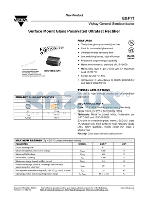 EGF1THE3/67A datasheet - Surface Mount Glass Passivated Ultrafast Rectifier