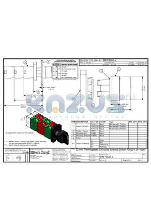 P2AS2-4 datasheet - 22 mm Thermoplastic Enclosure Selector Switch P2AS2-x (x=type)