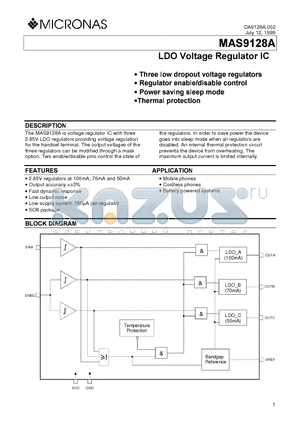 MAS9128A datasheet - LDO Voltage Regulator IC