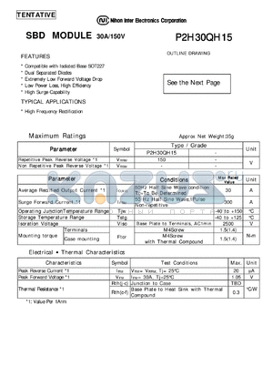 P2H30QH15 datasheet - Schottky Barrier Diode