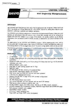 LC65102 datasheet - 4-Bit Single-Chip Microprocessors