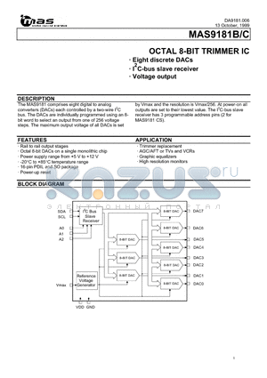 MAS9181BN datasheet - OCTAL 8 BIT TRIMMER IC