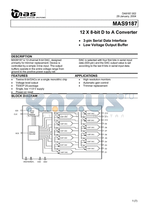 MAS9187 datasheet - 12 X 8-bit D to A Converter