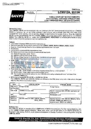 LC6512A datasheet - SINGLE-CHIP 4-BIT MICROCOMPUTER FOR CONTROL-ORIENTED APPLICATIONS(LOW-THRESHOLD INPUT, ON-CHIP FLT DRIVER)