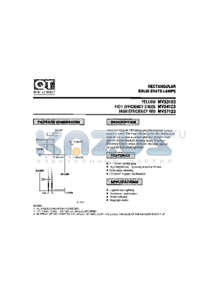 MV53123 datasheet - RECTANGULAR SOLID STATE LAMPS