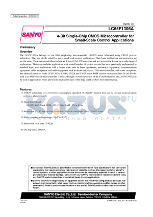 LC651301A datasheet - 4-Bit Single-Chip CMOS Microcontroller for Small-Scale Control Applications