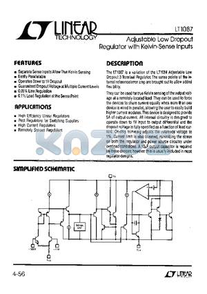 LT1087MK datasheet - Adjustable Low Dropout Regulator with Kelvin-Sense Inputs