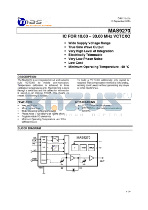 MAS9270C3SN06 datasheet - IC FOR 10.00 - 30.00 MHz VCTCXO
