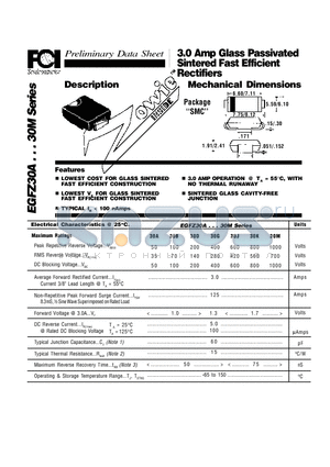 EGFZ30A datasheet - 3.0 Amp Glass Passivated Sintered Fast Efficient Rectifiers Mechanical Dimensions