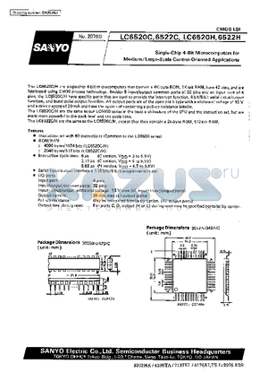 LC6520 datasheet - Single-Chip 4-Bit Microcomputers for Medium/Large-Scale Control-Oriented Applications