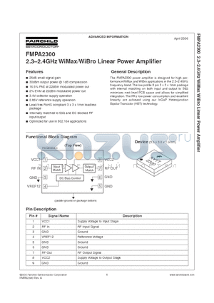 FMPA2300 datasheet - 2.3-2.4GHz WiMax/WiBro Linear Power Amplifier