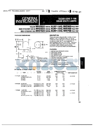 MV53622 datasheet - CLEAR LENS T-100 SOLID STATE LAMPS