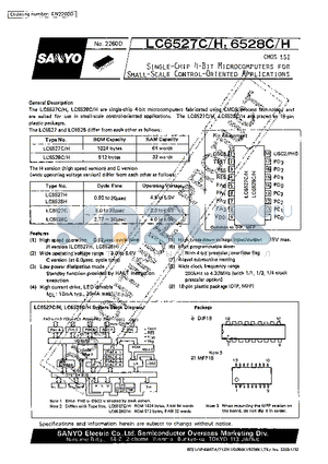 LC6527C datasheet - SINGLE CHIP 4 BIT MICROCOMPUTERS FOR SMALL SCALE CONTROL ORIENTED APPLICATIONS