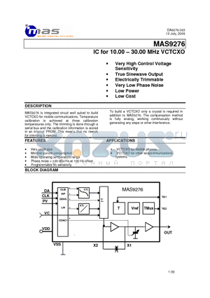 MAS9276A1TG00 datasheet - IC for 10.00 - 30.00 MHz VCTCXO