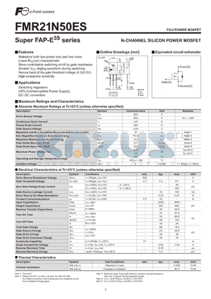 FMR21N50ES datasheet - N-CHANNEL SILICON POWER MOSFET
