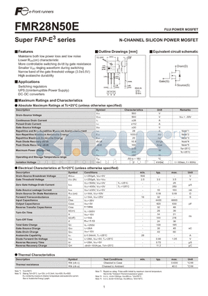 FMR28N50E datasheet - N-CHANNEL SILICON POWER MOSFET