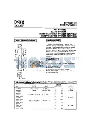 MV53642 datasheet - DIFFUSED T-100 SOLID STATE LAMPS