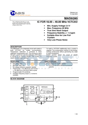 MAS9280A3TG00 datasheet - IC FOR 18.00 - 40.00 MHz VCTCXO