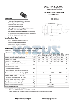 EGL341H datasheet - Surface Mount Rectifiers