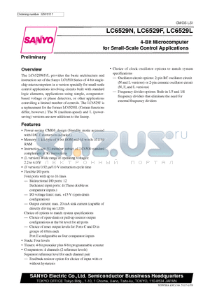 LC6529F datasheet - 4-Bit Microcomputer for Small-Scale Control Applications