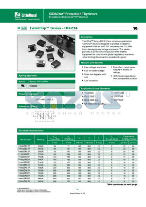 P3002SCLRP datasheet - TwinChip Series DO-214 are very low capacitance SIDACtor^ devices designed
