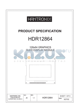 HDR12864 datasheet - 128x64 GRAPHICS OLED DISPLAY MODULE
