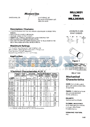 MLL3824 datasheet - LEADLESS GLASS ZENER DIODES