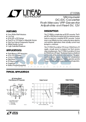LT1109A datasheet - Micropower DC/DC Converter Flash Memory VPP Generator Adjustable and Fixed 5V, 12V