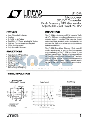 LT1109ACN8 datasheet - Micropower DC/DC Converter Flash Memory VPP Generator Adjustable and Fixed 5V, 12V