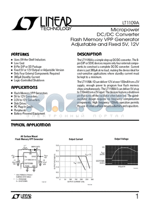 LT1109ACS8-12 datasheet - Micropower DC/DC Converter Flash Memory VPP Generator Adjustable and Fixed 5V, 12V