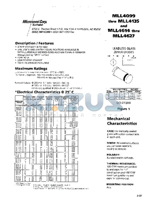 MLL4105 datasheet - LEADLESS GLASS ZENER DIODES