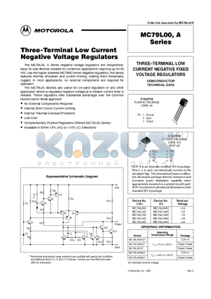 MC79L05CP datasheet - THREE-TERMINAL LOW CURRENT NEGATIVE FIXED VOLTAGE REGULATORS