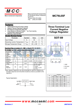 MC79L05F datasheet - Three-Terminal Low Current Positive Voltage Regulator