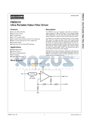 FMS6151L6X datasheet - Ultra Portable Video Filter Driver