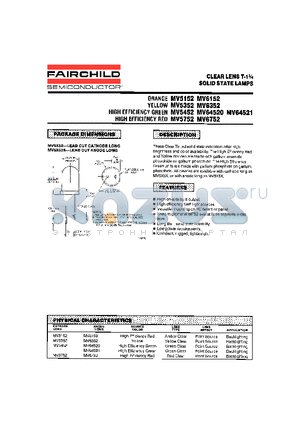 MV6152 datasheet - CLEAR LENS T-1n SOLID STATE LAMPS